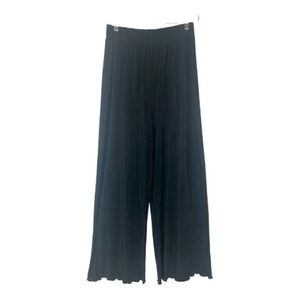 Blue Fish Sz 0 Slinky Pants Black Elastic Waist Lettuce Hem Wide Leg Lagenlook